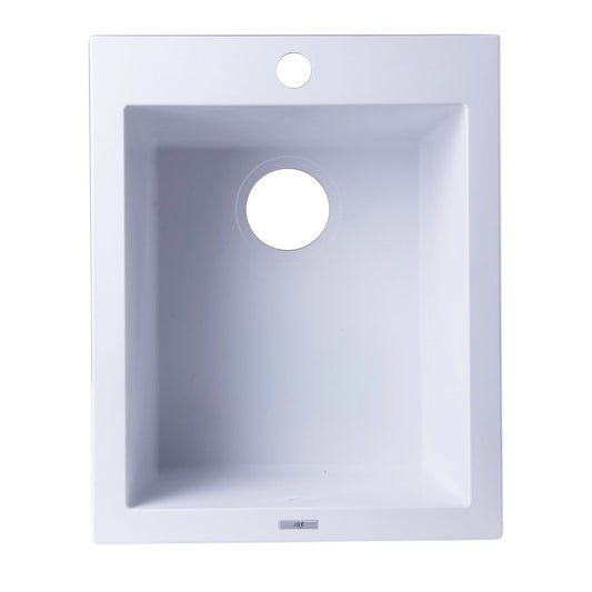 ALFI Brand AB1720DI-W White 17" Drop-In Rectangular Granite Composite Kitchen Prep Sink