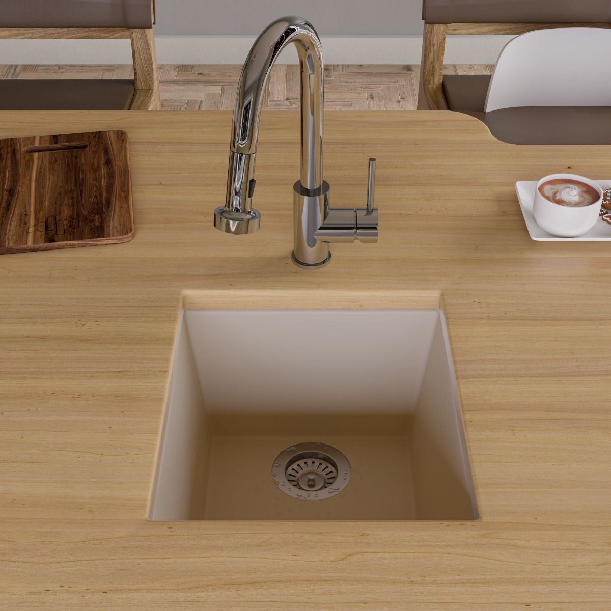 ALFI Brand AB1720UM-B Biscuit 17" Undermount Rectangular Granite Composite Kitchen Prep Sink