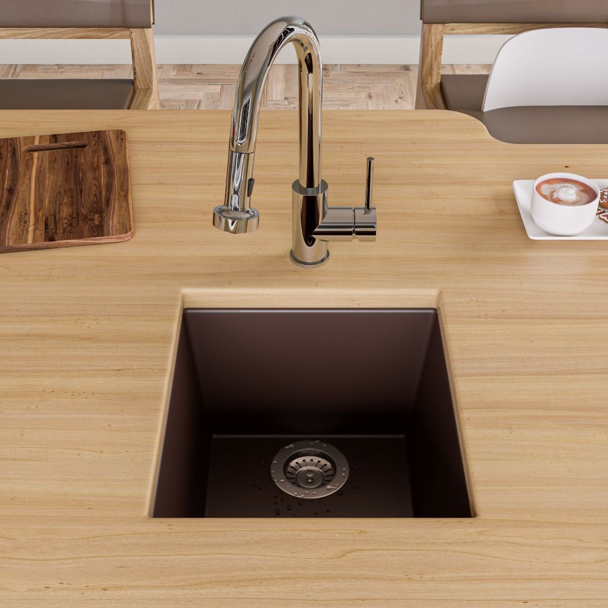 ALFI Brand AB1720UM-C Chocolate 17" Undermount Rectangular Granite Composite Kitchen Prep Sink