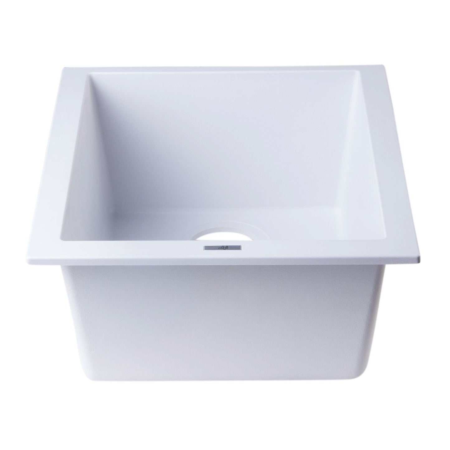 ALFI Brand AB1720UM-W White 17" Undermount Rectangular Granite Composite Kitchen Prep Sink