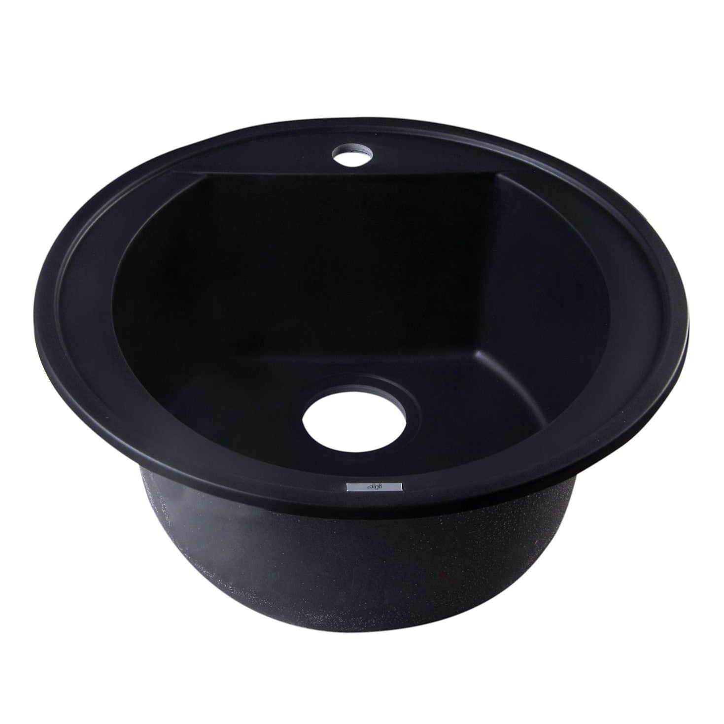 ALFI Brand AB2020DI-BLA Black 20" Drop-In Round Granite Composite Kitchen Prep Sink