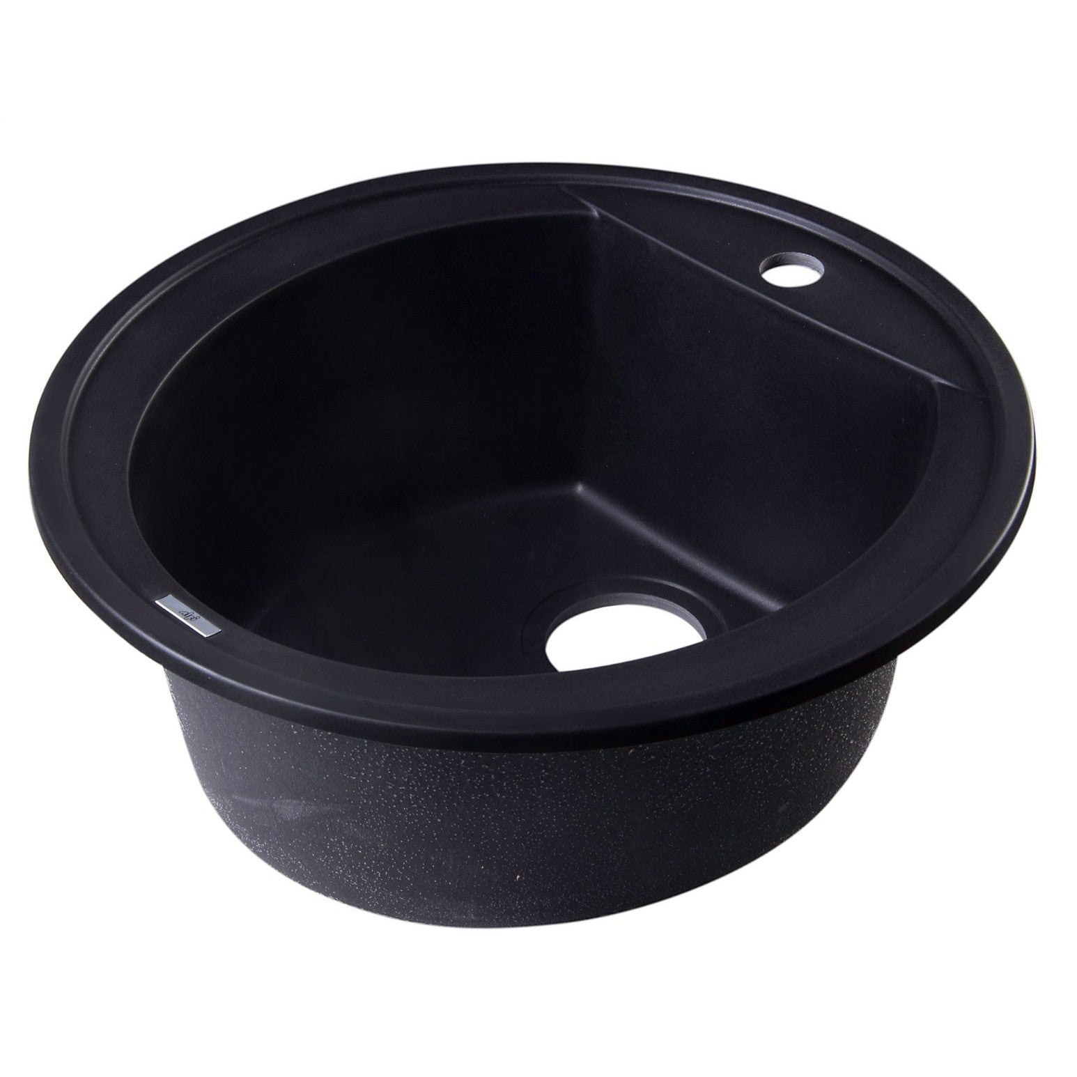 ALFI Brand AB2020DI-BLA Black 20" Drop-In Round Granite Composite Kitchen Prep Sink