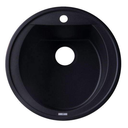 ALFI Brand AB2020DI-BLA Black 20" Drop-In Round Granite Composite Kitchen Prep Sink