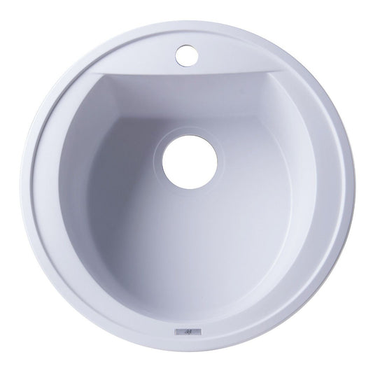 ALFI Brand AB2020DI-W White 20" Drop-In Round Granite Composite Kitchen Prep Sink