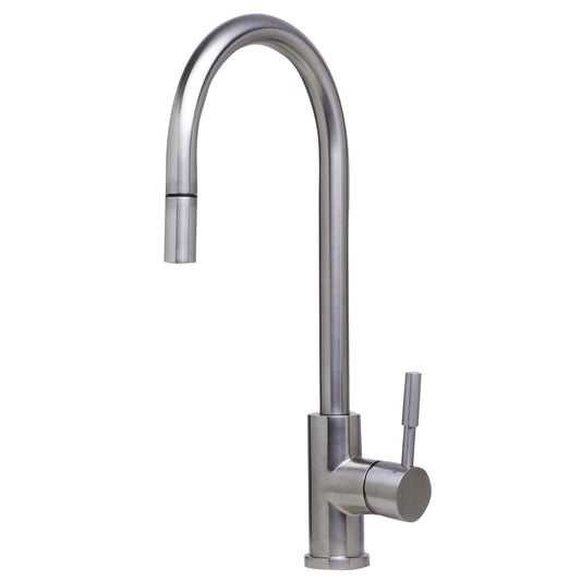 ALFI Brand AB2028-BSS Solid Brushed Stainless Steel Single Hole Pull Down Kitchen Faucet