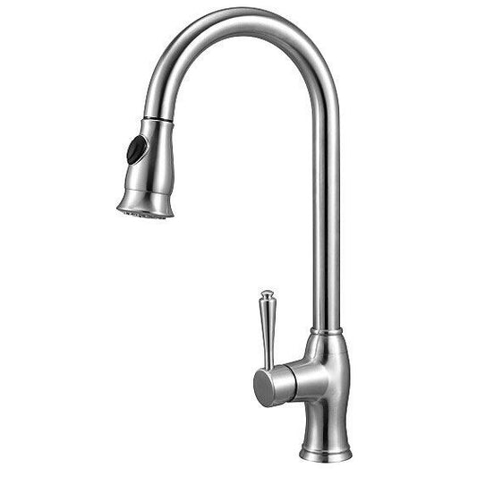 ALFI Brand AB2043-BSS Traditional Solid Brushed Stainless Steel Pull Down Kitchen Faucet