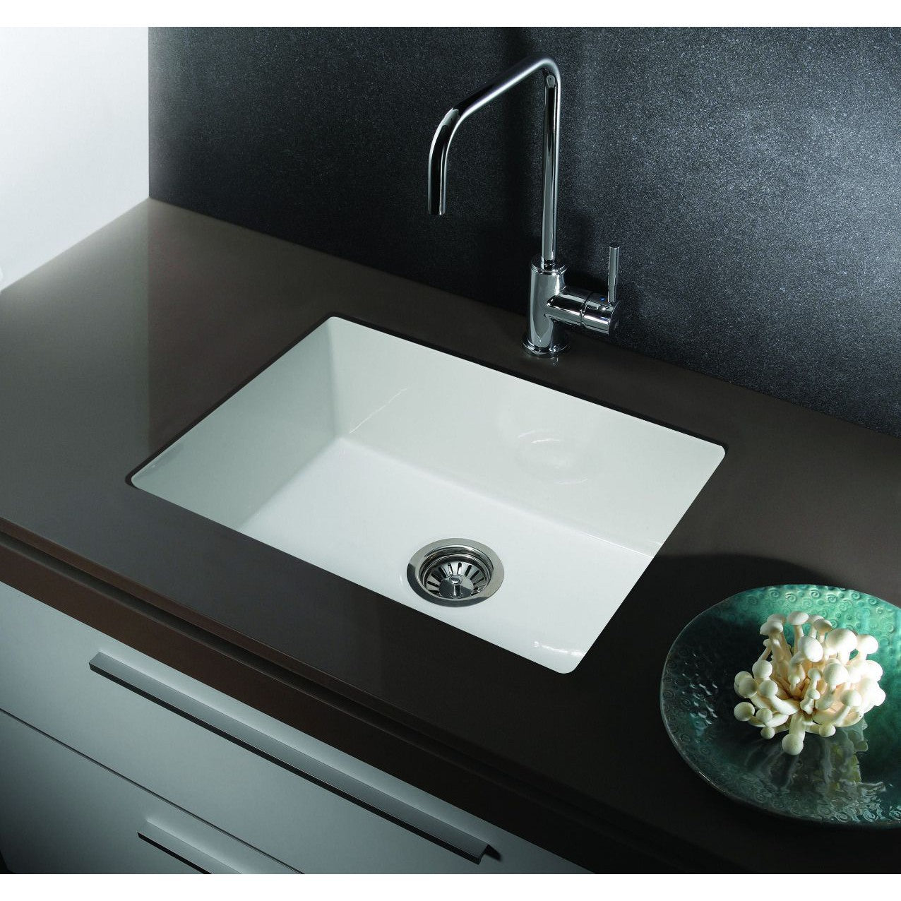 ALFI Brand AB2317 23" White Fireclay Undermount Kitchen Sink