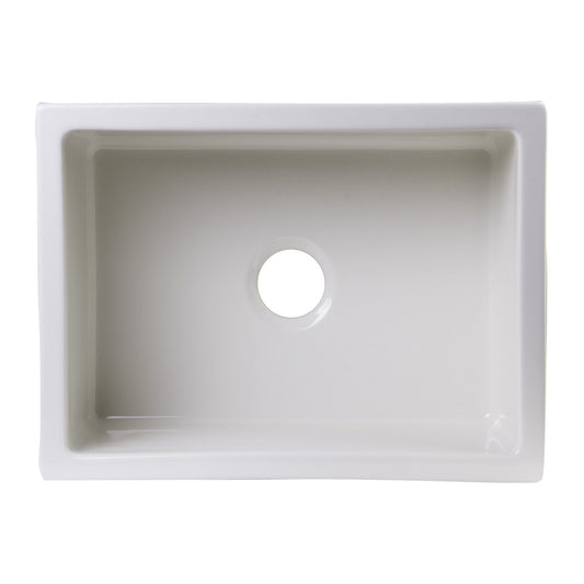 ALFI Brand AB2418ARCH-B 24" Biscuit Arched Apron Thick Wall Fireclay Single Bowl Farm Sink