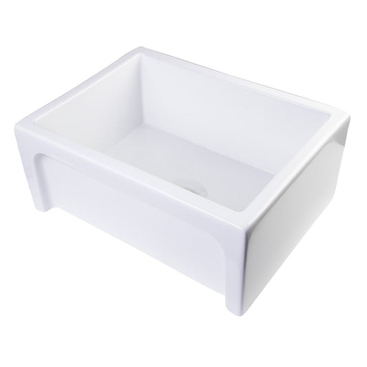 ALFI Brand AB2418ARCH-W 24" White Arched Apron Thick Wall Fireclay Single Bowl Farm Sink