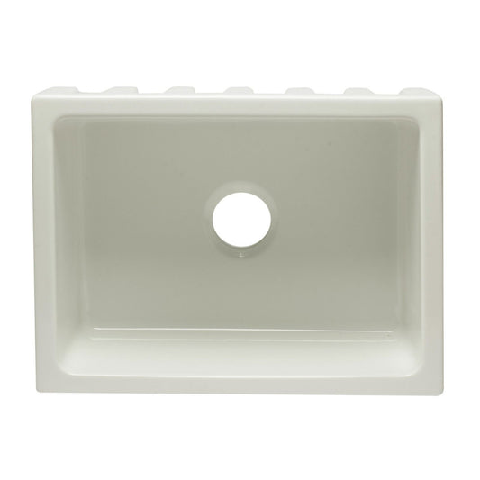 ALFI Brand AB2418HS-B 24 inch Biscuit Reversible Smooth / Fluted Single Bowl Fireclay Farm Sink