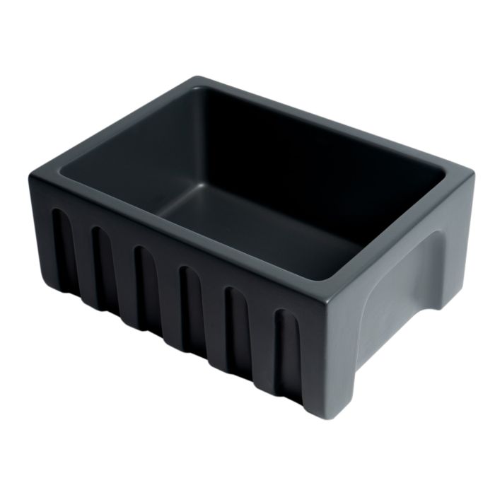 ALFI Brand AB2418HS-BM 24" Black Matte Reversible Smooth / Fluted Single Bowl Fireclay Farm Sink