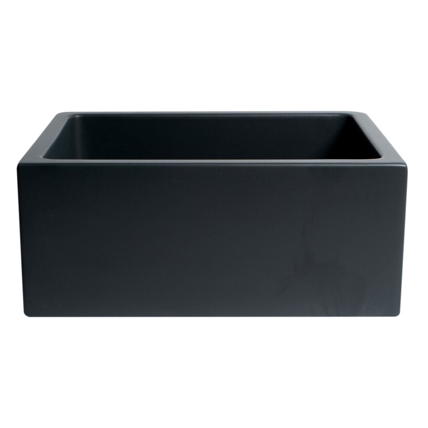 ALFI Brand AB2418HS-BM 24" Black Matte Reversible Smooth / Fluted Single Bowl Fireclay Farm Sink