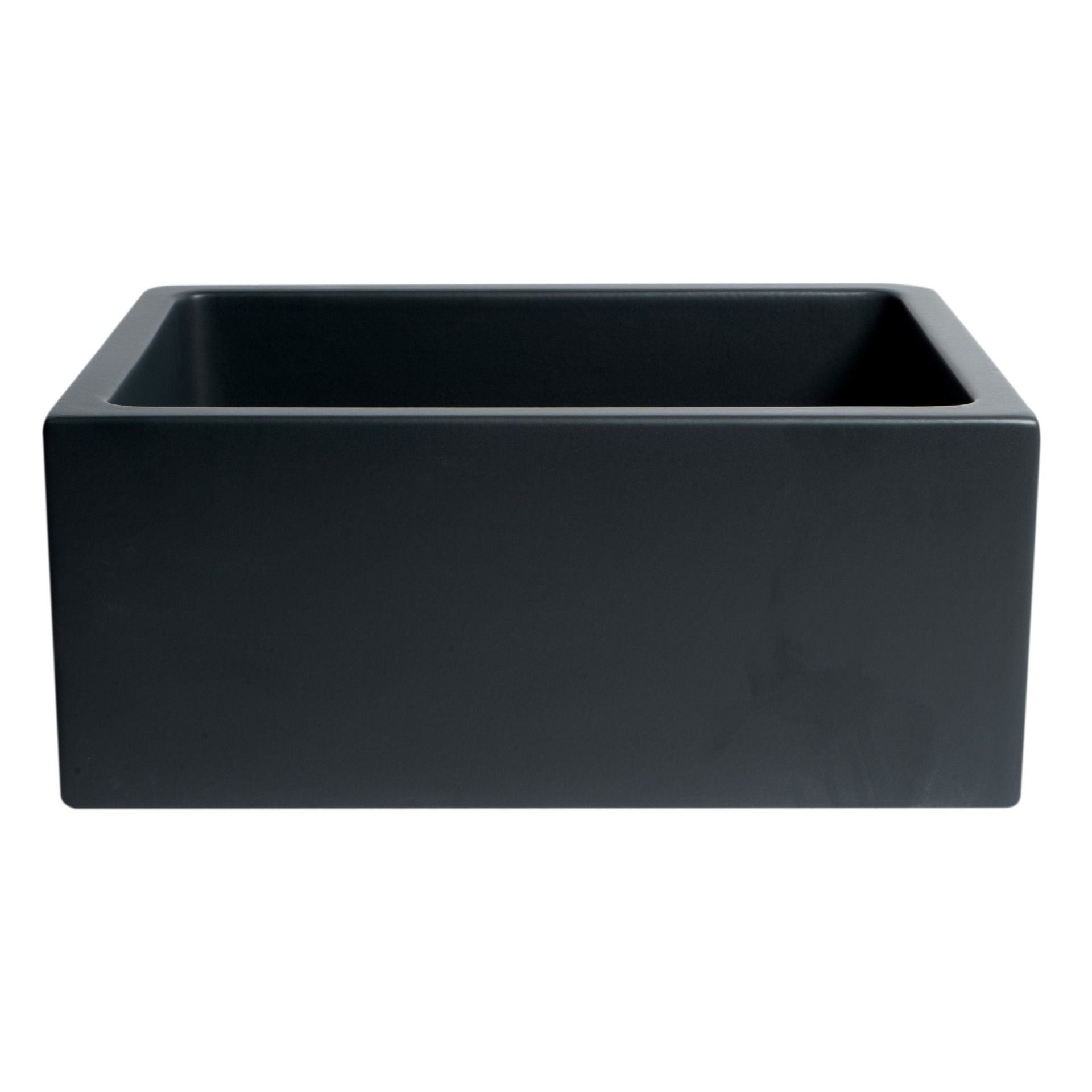 ALFI Brand AB2418HS-BM 24" Black Matte Reversible Smooth / Fluted Single Bowl Fireclay Farm Sink