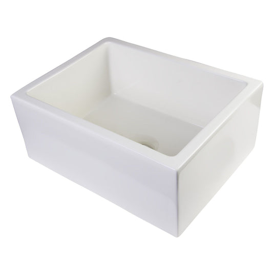 ALFI Brand AB2418SB-B 24" Biscuit Smooth Thick Wall Fireclay Single Bowl Farm Sink