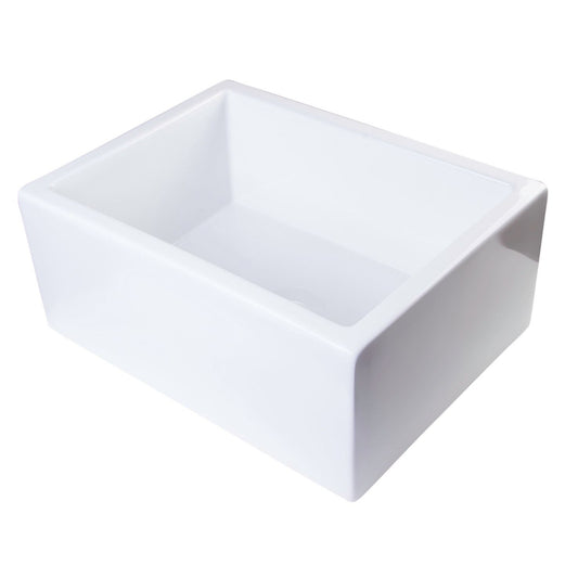 ALFI Brand AB2418SB-W 24" White Smooth Thick Wall Fireclay Single Bowl Farm Sink