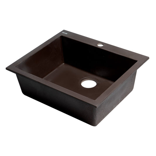 ALFI Brand AB2420DI-C Chocolate 24" Drop-In Single Bowl Granite Composite Kitchen Sink