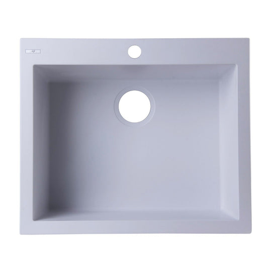 ALFI Brand AB2420DI-W White 24" Drop-In Single Bowl Granite Composite Kitchen Sink