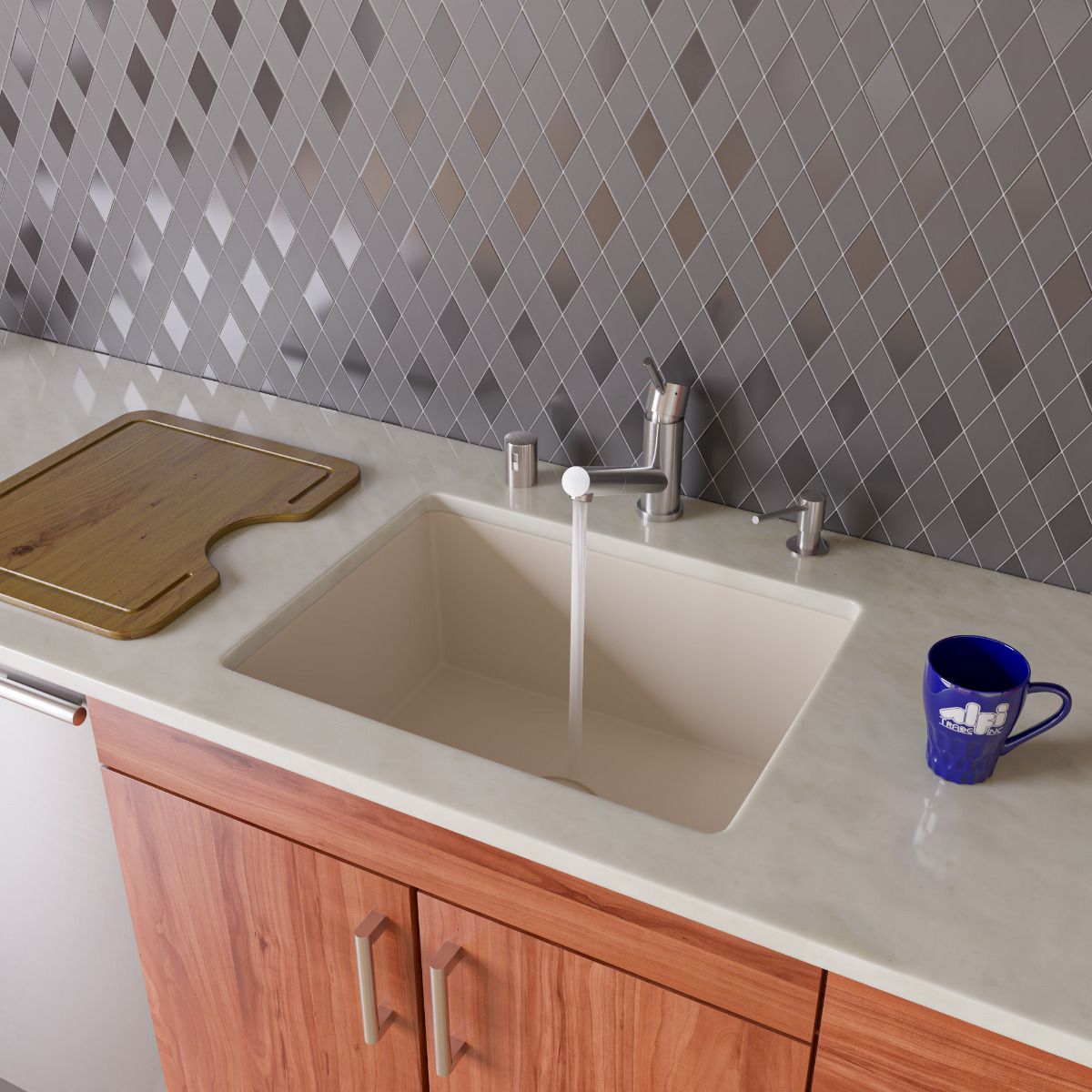 ALFI Brand AB2420UM-B Biscuit 24" Undermount Single Bowl Granite Composite Kitchen Sink