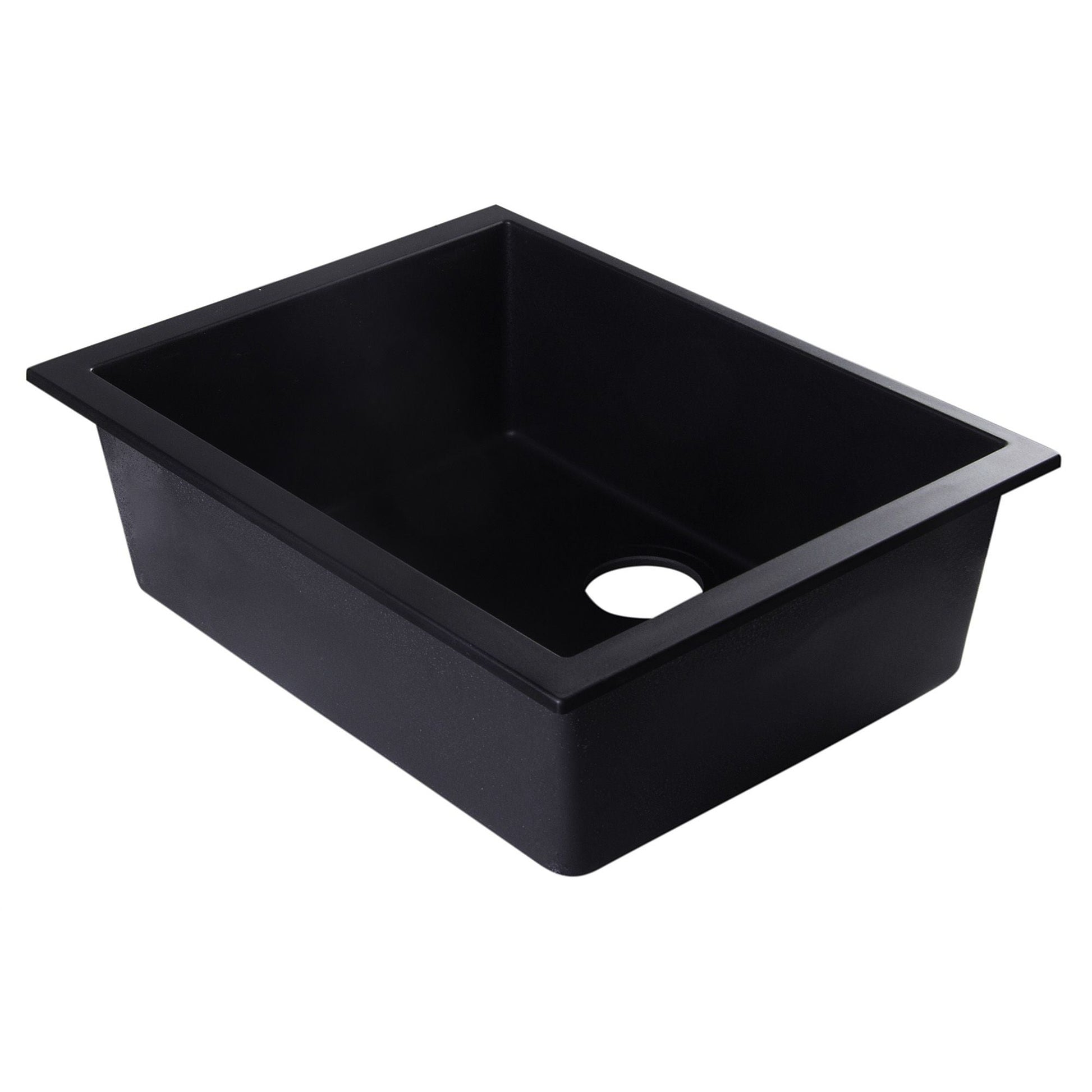 ALFI Brand AB2420UM-BLA Black 24" Undermount Single Bowl Granite Composite Kitchen Sink