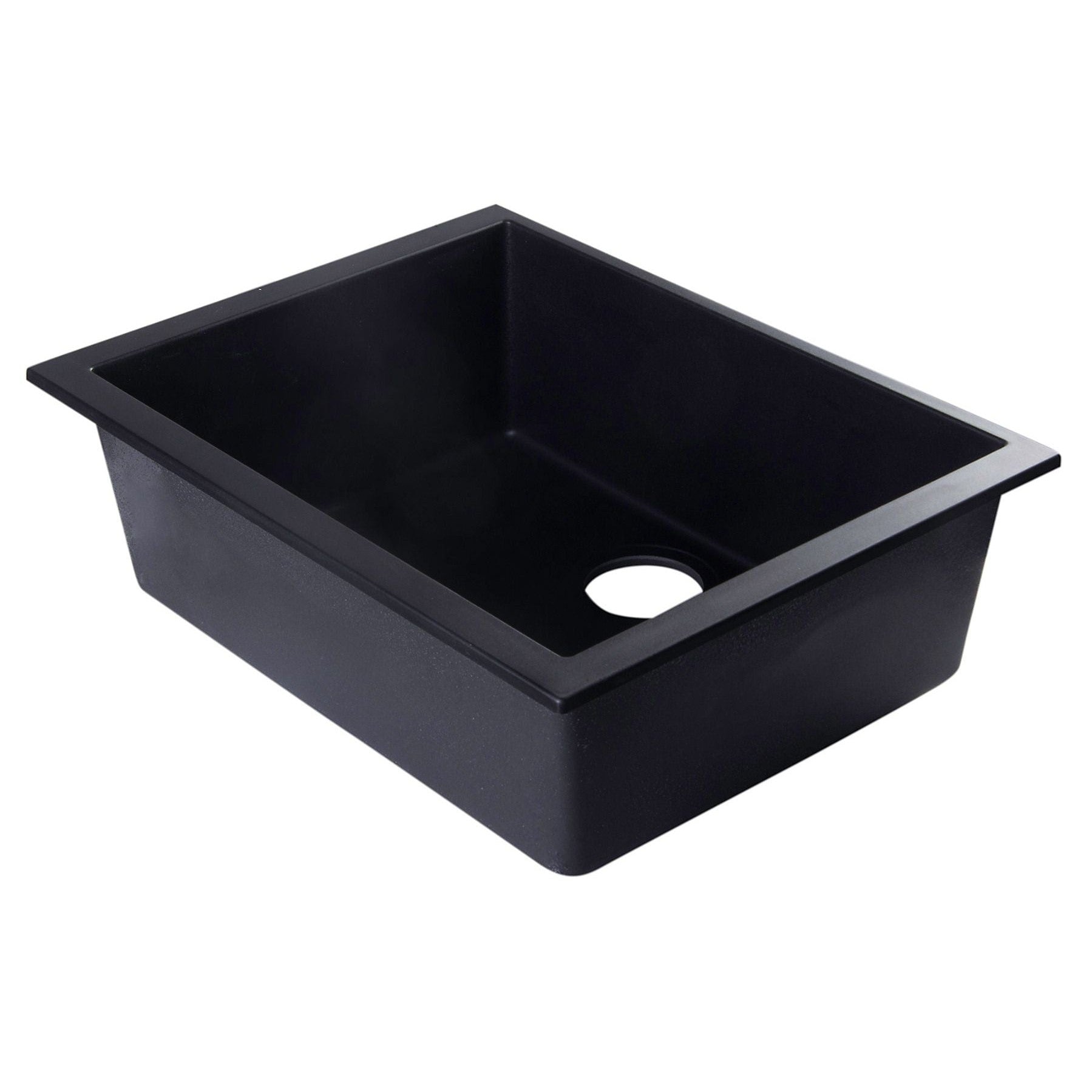 ALFI Brand AB2420UM-BLA Black 24" Undermount Single Bowl Granite Composite Kitchen Sink