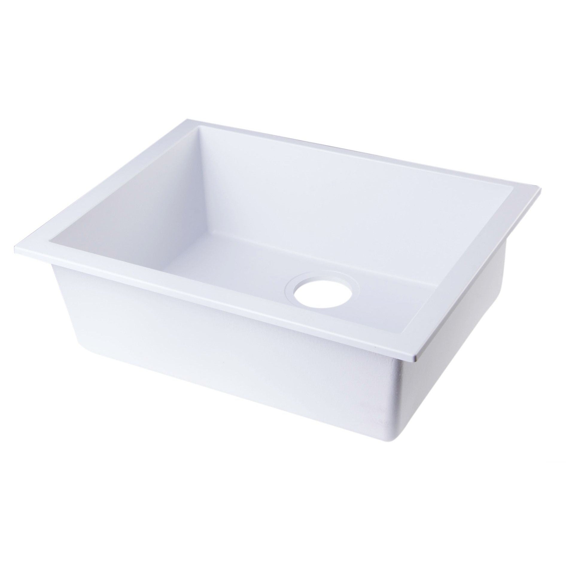 ALFI Brand AB2420UM-W White 24" Undermount Single Bowl Granite Composite Kitchen Sink
