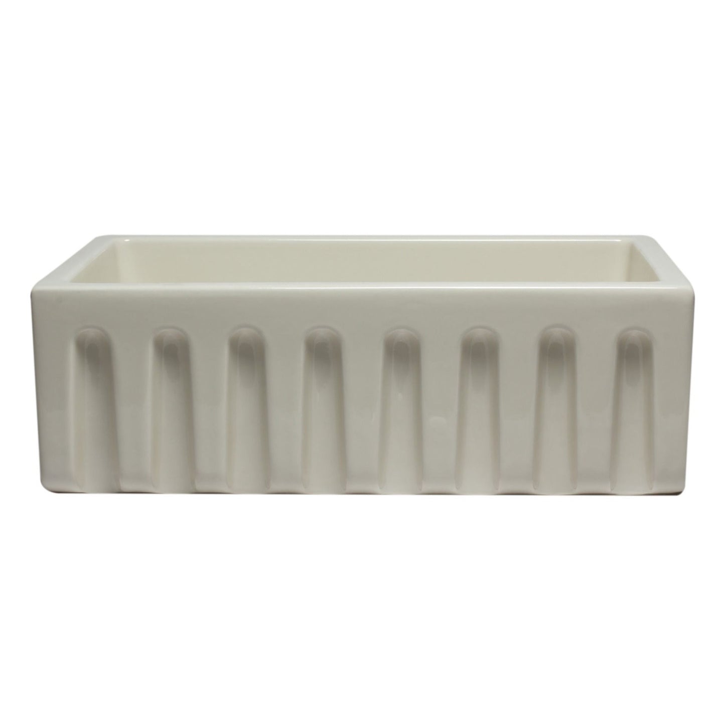 ALFI Brand AB3018HS-B 30 inch Biscuit Reversible Smooth / Fluted Single Bowl Fireclay Farm Sink