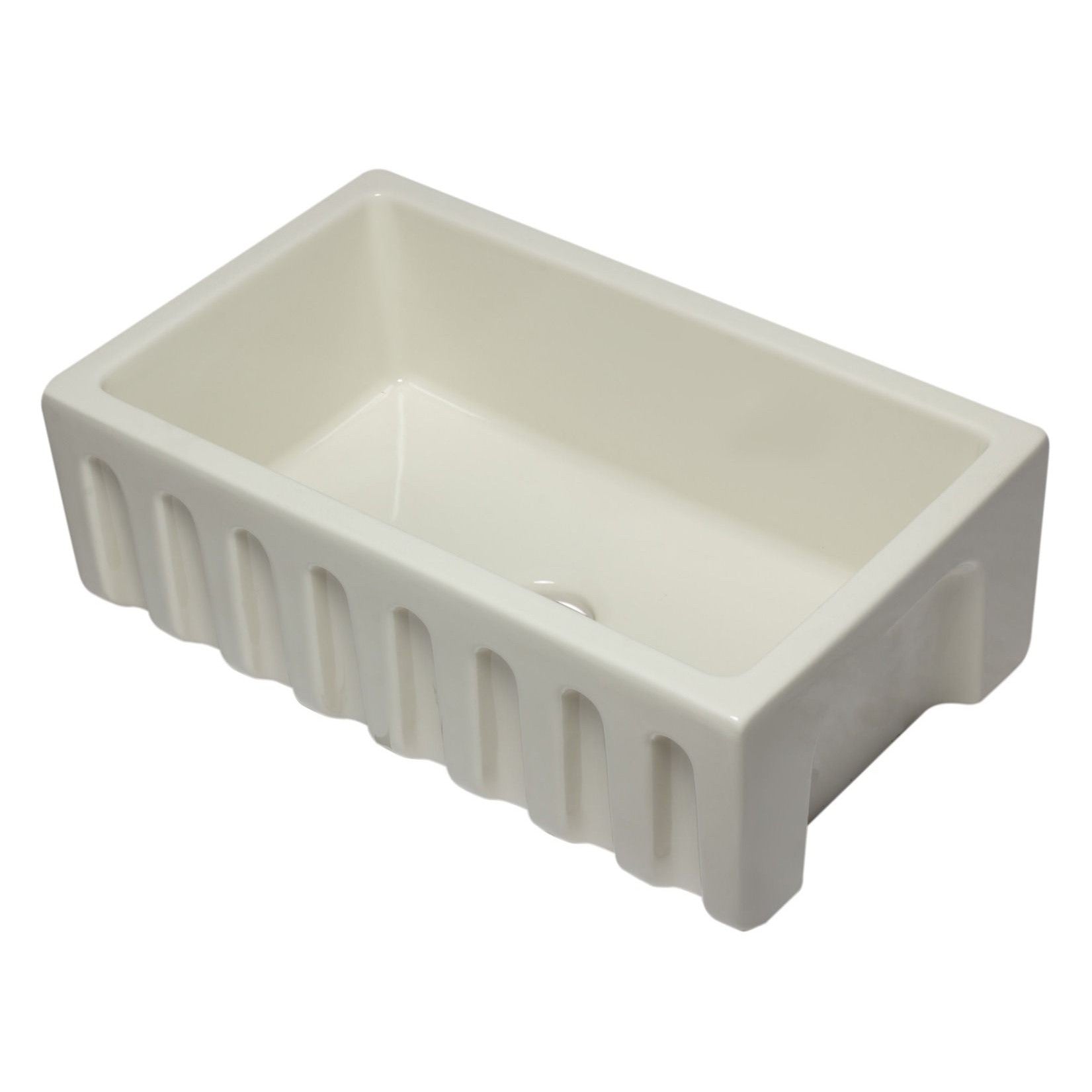 ALFI Brand AB3018HS-B 30 inch Biscuit Reversible Smooth / Fluted Single Bowl Fireclay Farm Sink