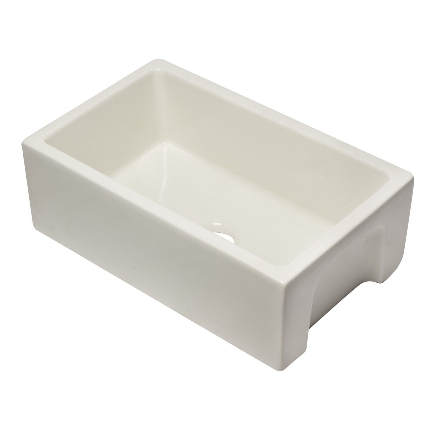 ALFI Brand AB3018HS-B 30 inch Biscuit Reversible Smooth / Fluted Single Bowl Fireclay Farm Sink