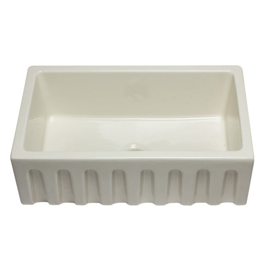 ALFI Brand AB3018HS-B 30 inch Biscuit Reversible Smooth / Fluted Single Bowl Fireclay Farm Sink