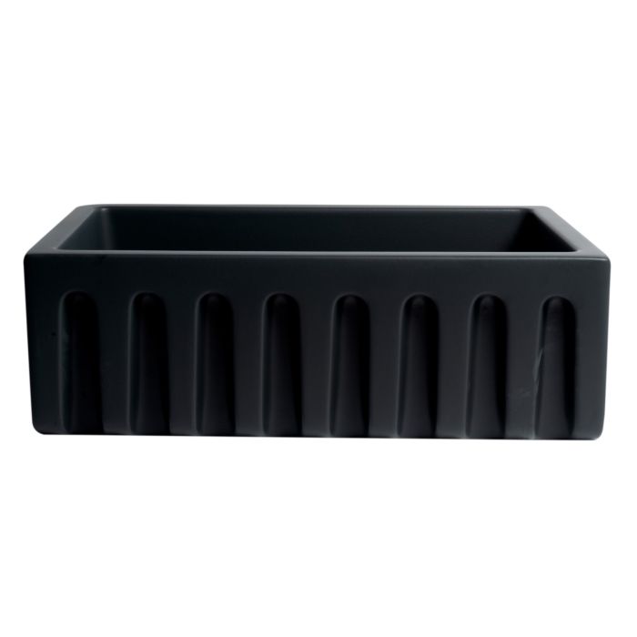 ALFI Brand AB3018HS-BM 30" Black Matte Reversible Smooth / Fluted Single Bowl Fireclay Farm Sink