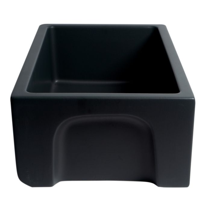 ALFI Brand AB3018HS-BM 30" Black Matte Reversible Smooth / Fluted Single Bowl Fireclay Farm Sink