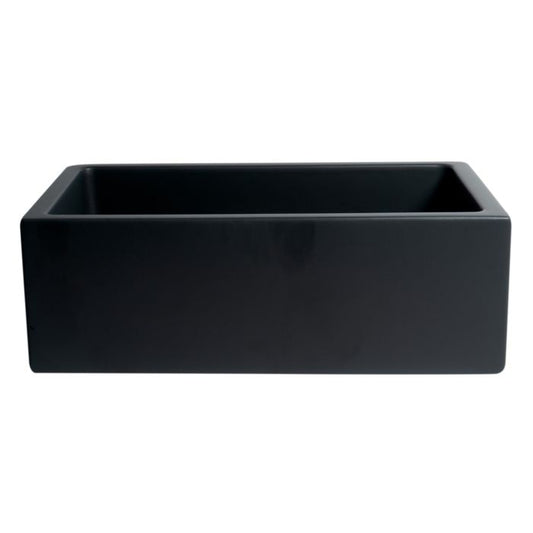 ALFI Brand AB3018HS-BM 30" Black Matte Reversible Smooth / Fluted Single Bowl Fireclay Farm Sink