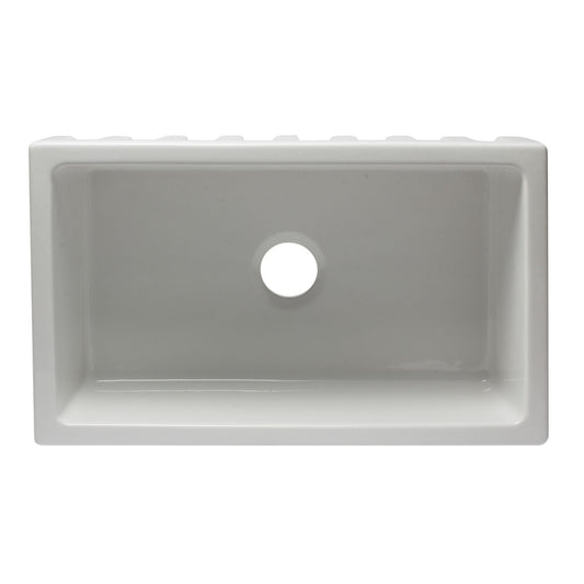 ALFI Brand AB3018HS-W 30 inch White Reversible Smooth / Fluted Single Bowl Fireclay Farm Sink