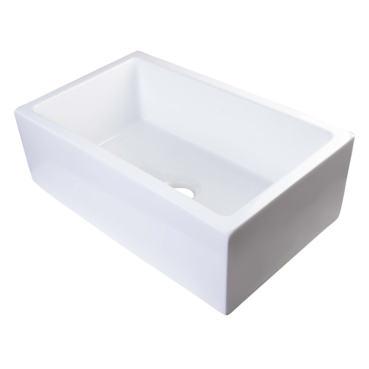 ALFI Brand AB3018SB-W 30" White Smooth Apron Solid Thick Wall Fireclay Single Bowl Farm Sink