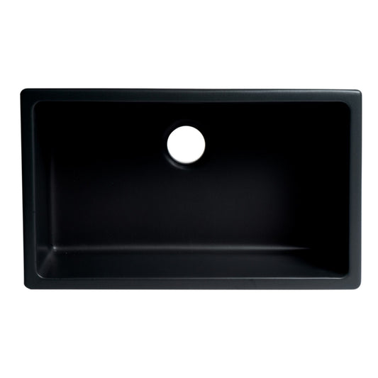 ALFI Brand AB3018UD-BM Black Matte 30" x 18" Fireclay Undermount / Drop In Fireclay Kitchen Sink