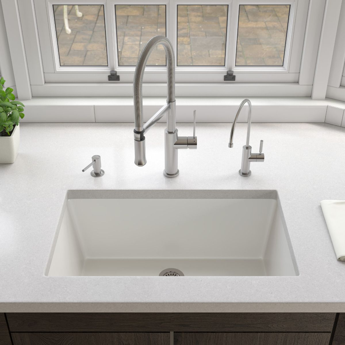 ALFI Brand AB3018UD-W 30" White Undermount / Drop In Fireclay Kitchen Sink