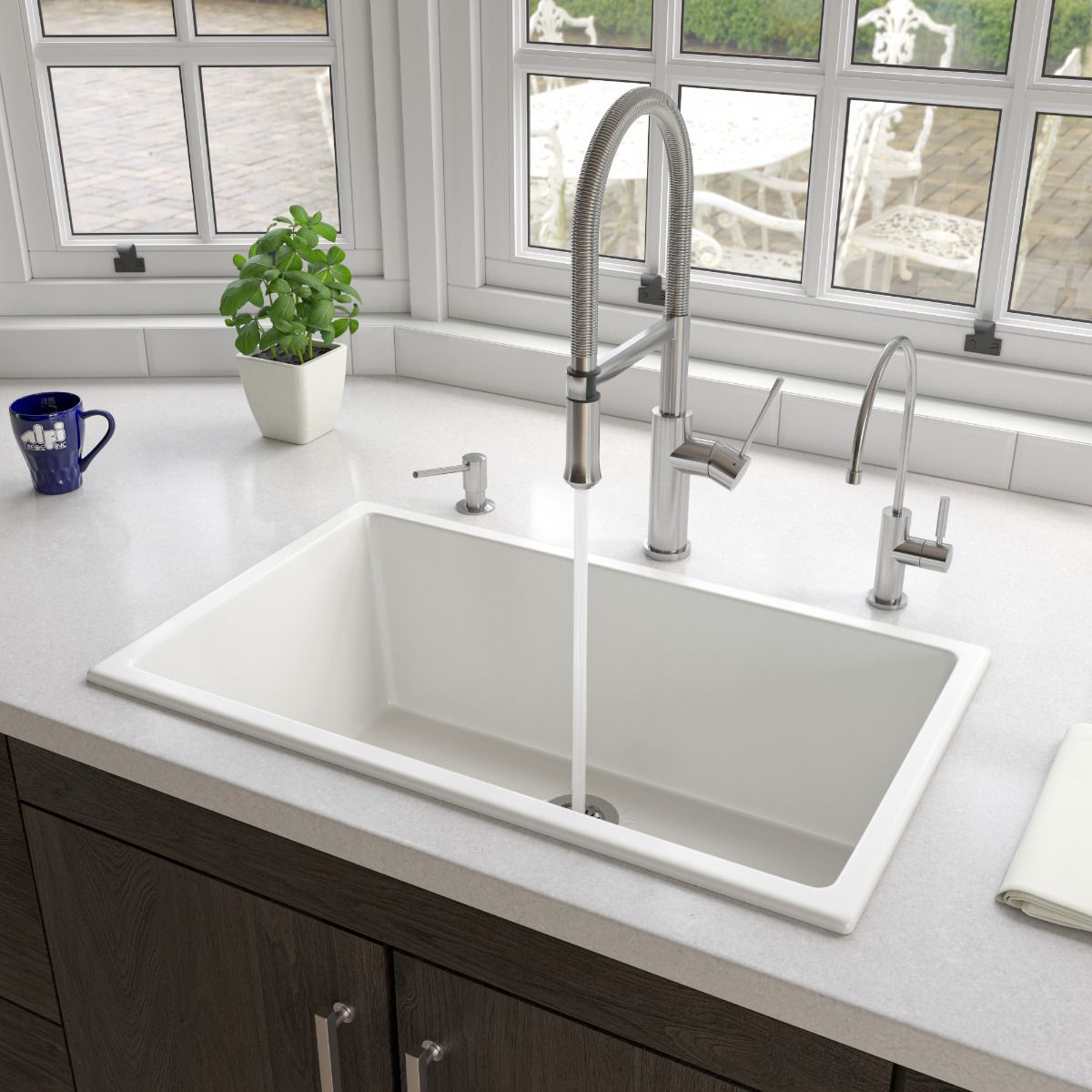 ALFI Brand AB3018UD-W 30" White Undermount / Drop In Fireclay Kitchen Sink