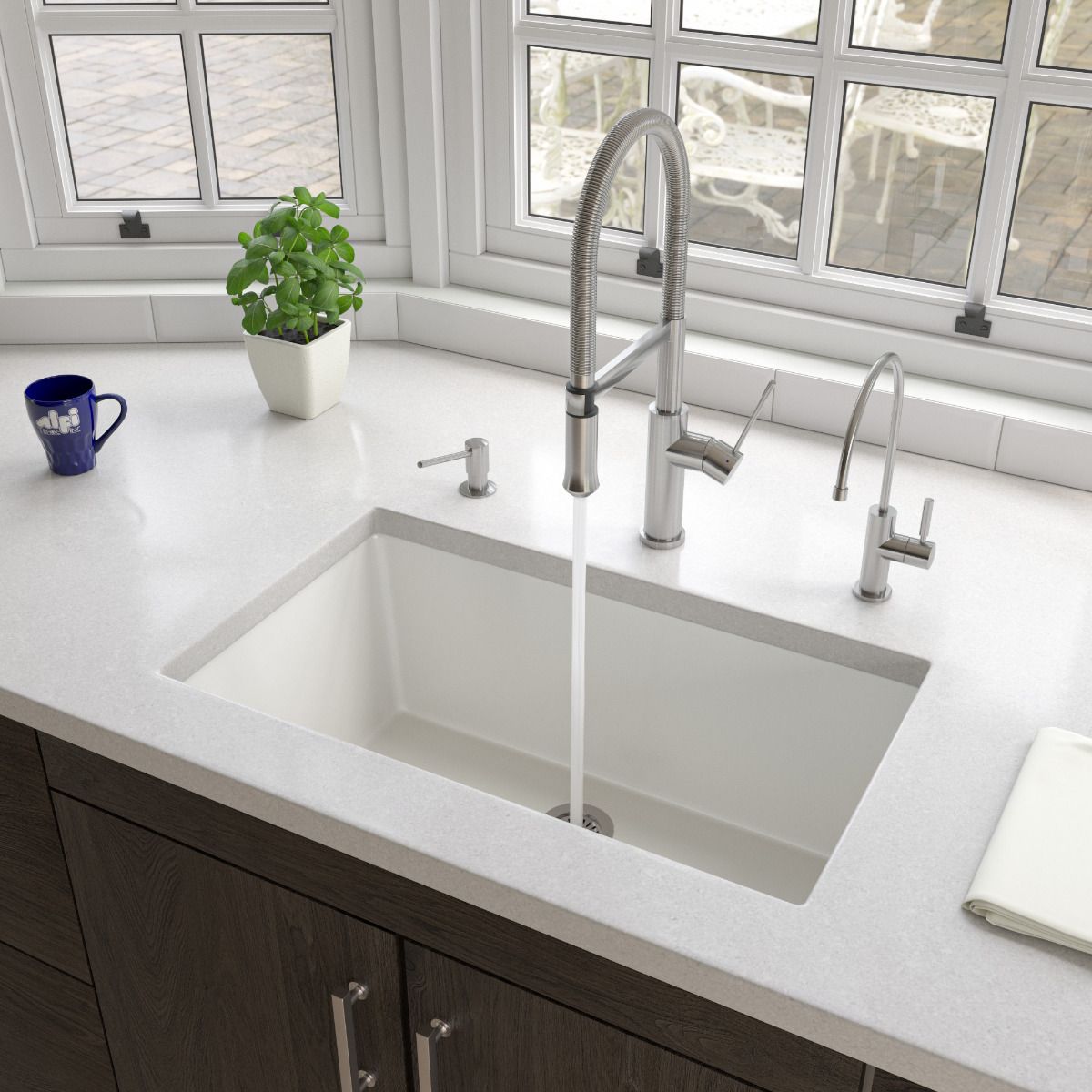 ALFI Brand AB3018UD-W 30" White Undermount / Drop In Fireclay Kitchen Sink