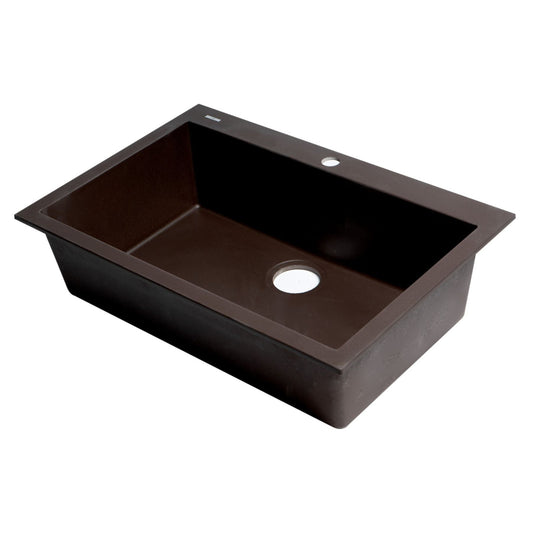 ALFI Brand AB3020DI-C Chocolate 30" Drop-In Single Bowl Granite Composite Kitchen Sink