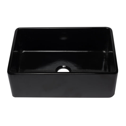 ALFI Brand AB3020SB-BG 30 inch Black Reversible Single Fireclay Farmhouse Kitchen Sink