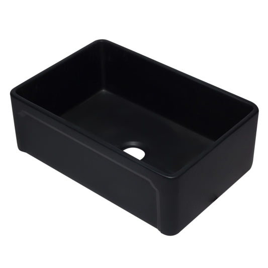 ALFI Brand AB3020SB-BM 30 inch Black Reversible Single Fireclay Farmhouse Kitchen Sink