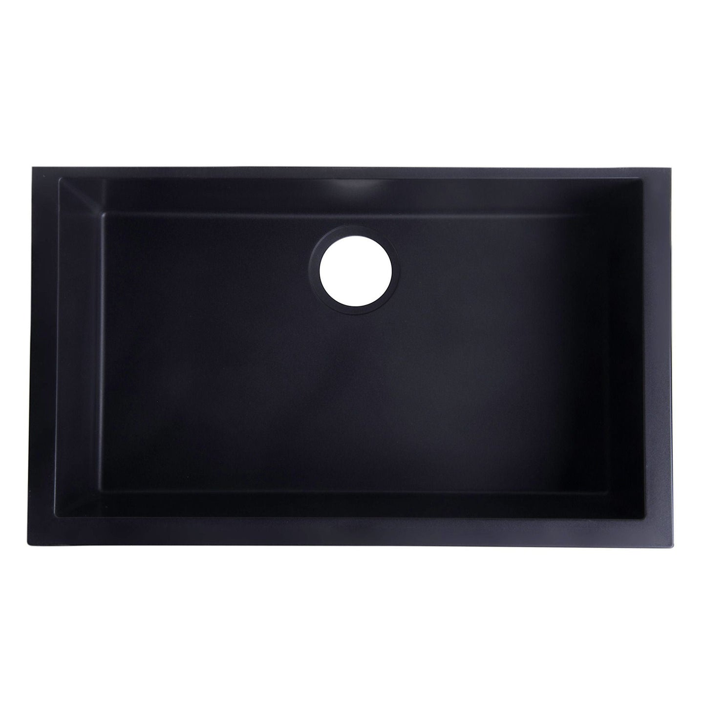 ALFI Brand AB3020UM-BLA Black 30" Undermount Single Bowl Granite Composite Kitchen Sink