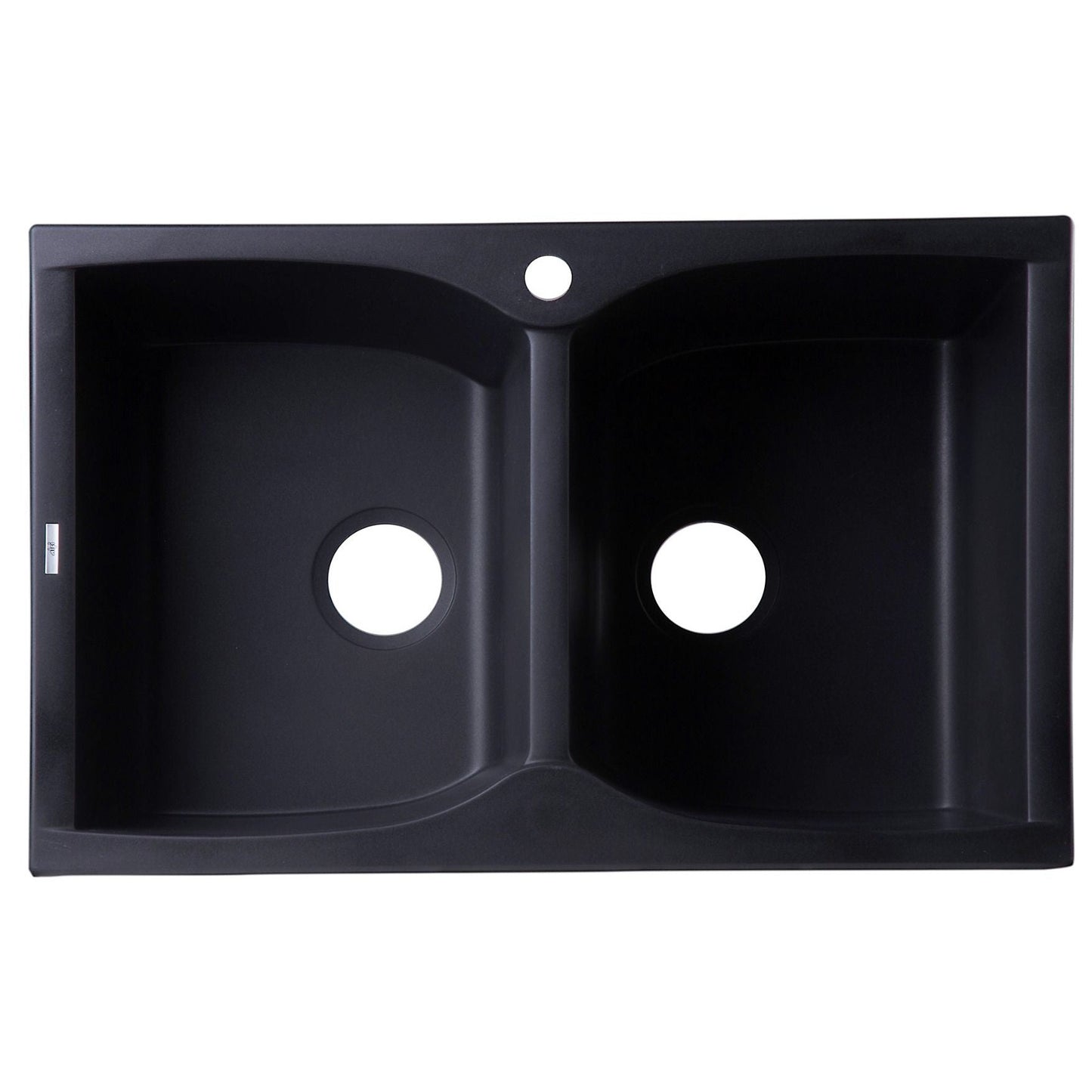 ALFI Brand AB3220DI-BLA Black 32" Drop-In Double Bowl Granite Composite Kitchen Sink