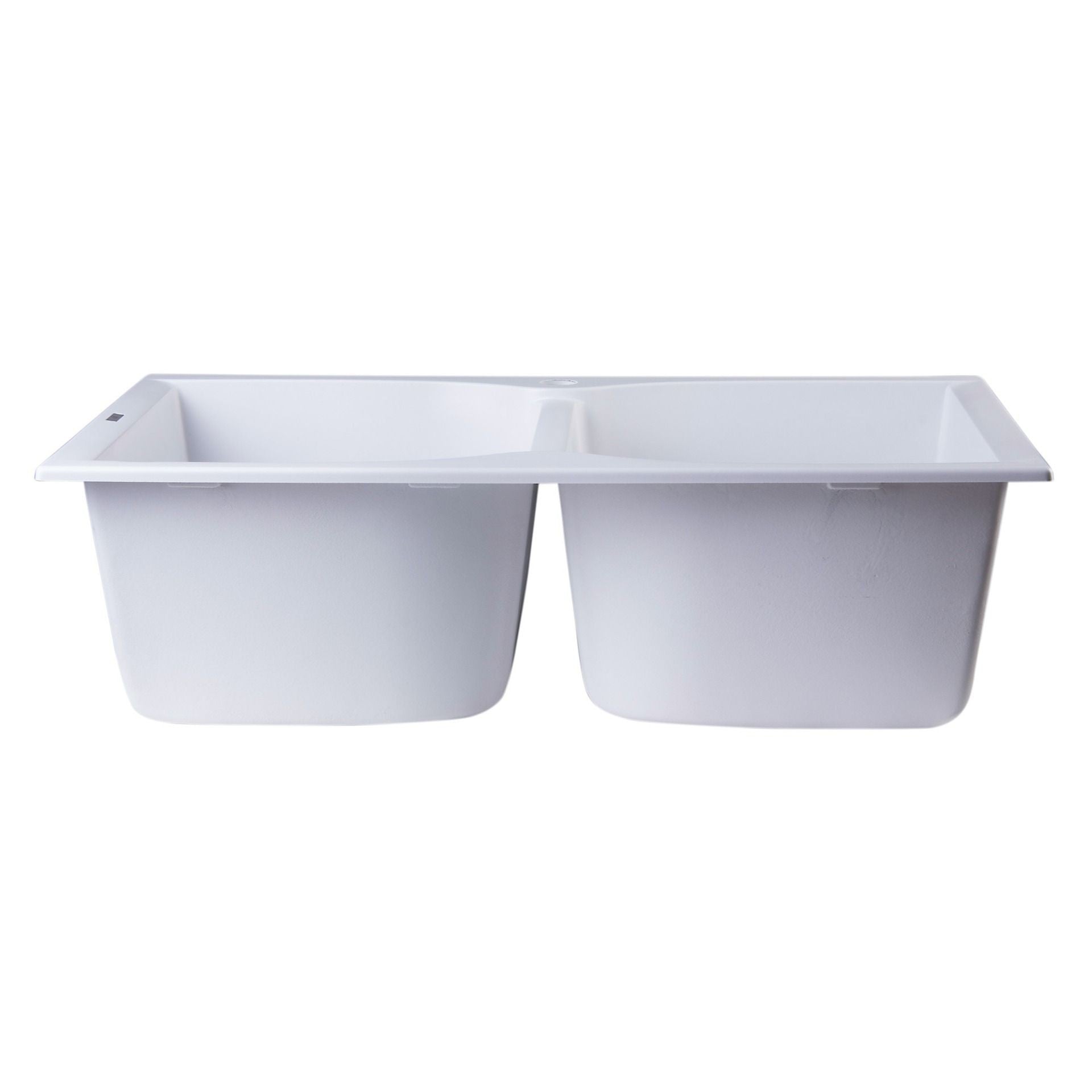 ALFI Brand AB3220DI-W White 32" Drop-In Double Bowl Granite Composite Kitchen Sink