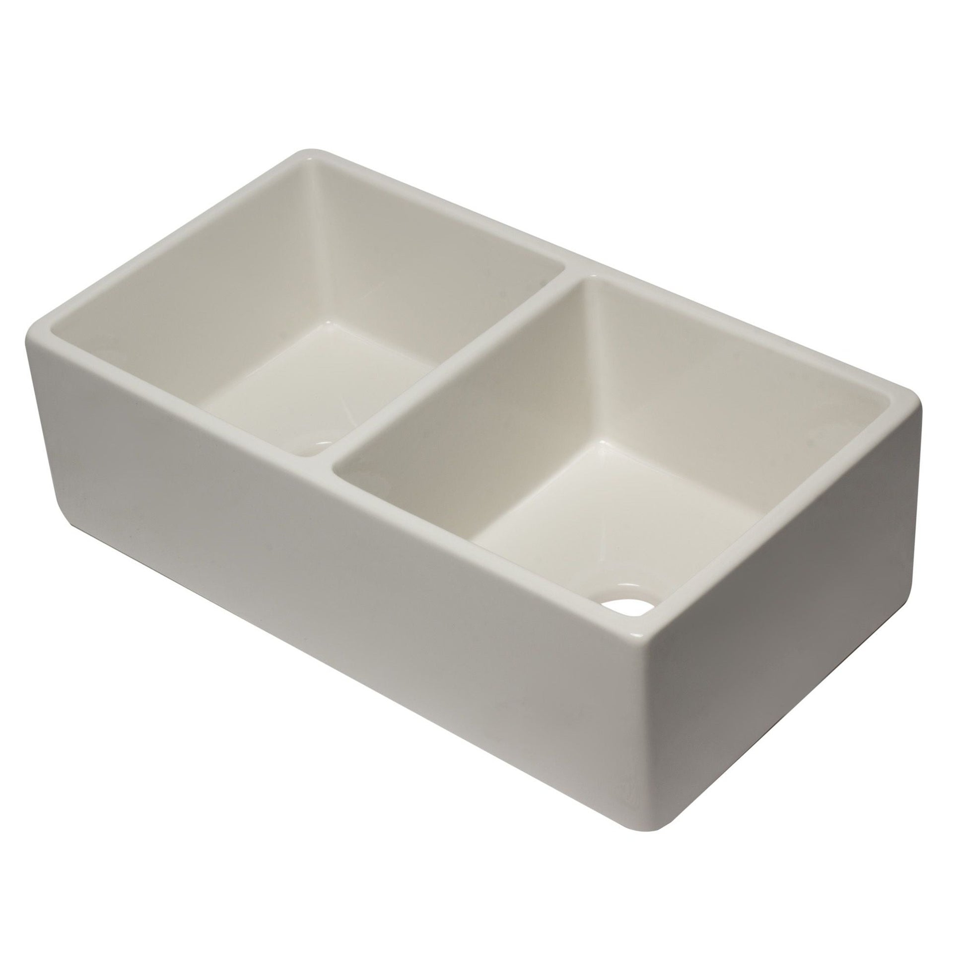 ALFI Brand AB3318DB-B 33 inch Biscuit Reversible Double Fireclay Farmhouse Kitchen Sink