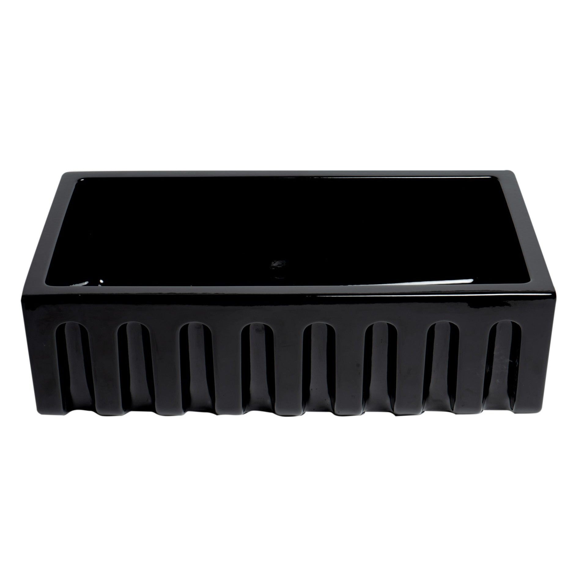 ALFI Brand AB3318HS-BG Black Gloss 33" x 18" Reversible Fluted / Smooth Fireclay Farm Sink