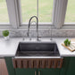 ALFI Brand AB3318HS-BG Black Gloss 33" x 18" Reversible Fluted / Smooth Fireclay Farm Sink