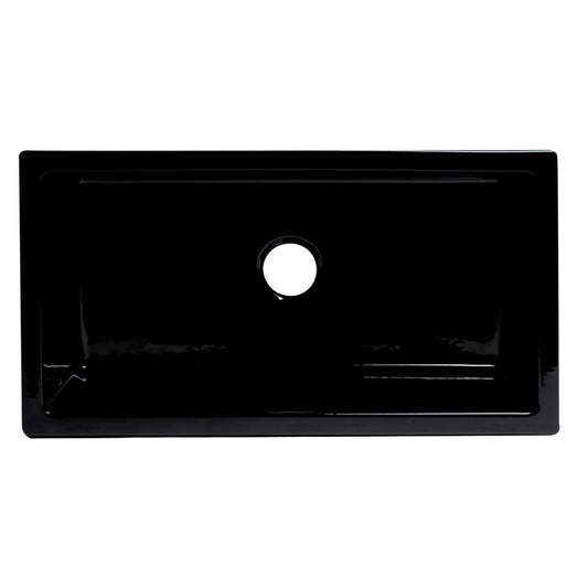 ALFI Brand AB3318HS-BG Black Gloss 33" x 18" Reversible Fluted / Smooth Fireclay Farm Sink