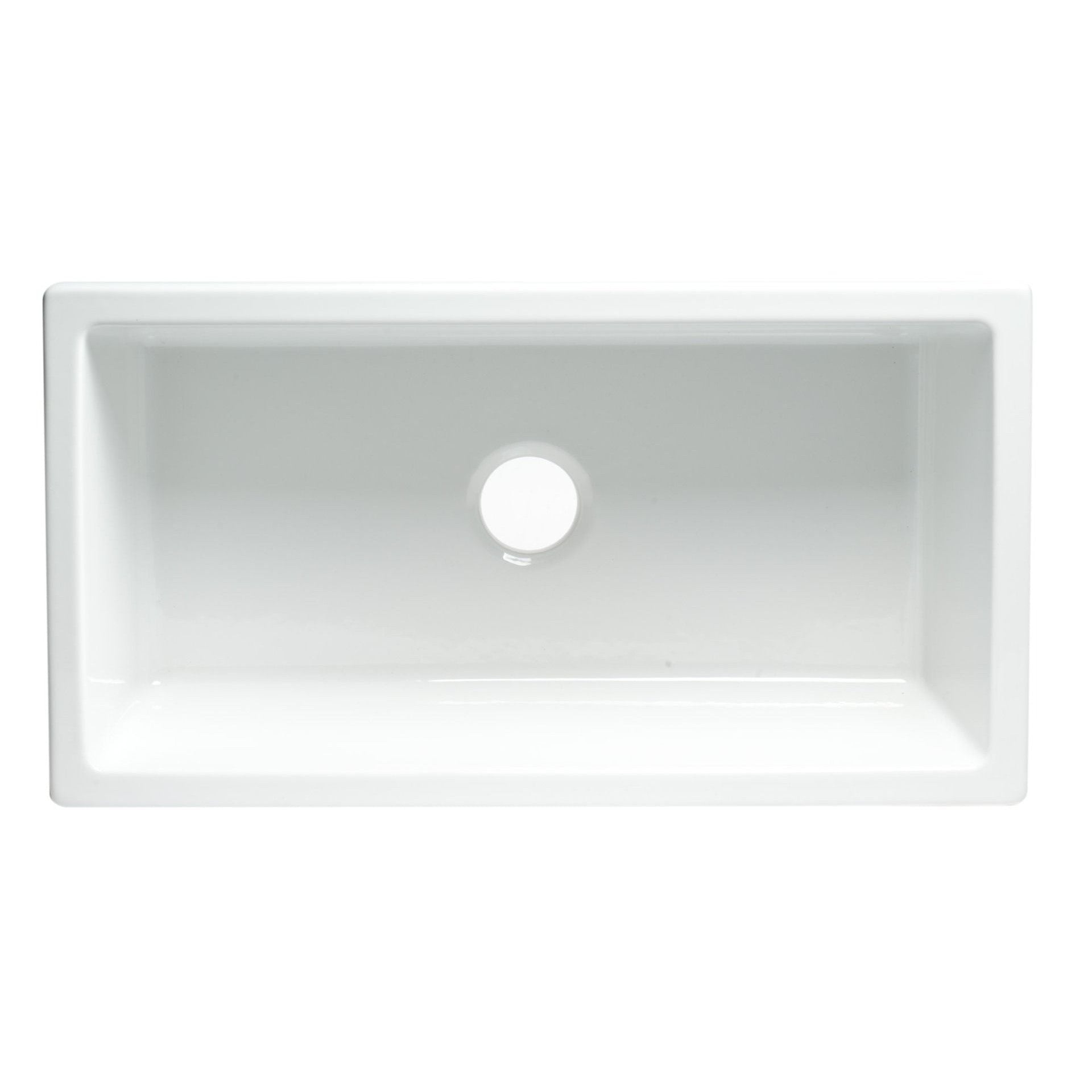 ALFI Brand AB3318HS-W White 33" x 18" Reversible Fluted / Smooth Single Bowl Fireclay Farm Sink