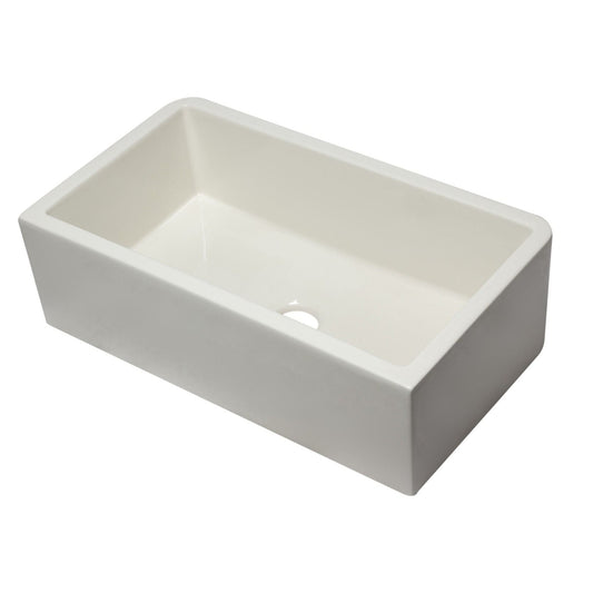 ALFI Brand AB3318SB-B 33" Biscuit Smooth Apron Solid Thick Wall Fireclay Single Bowl Farm Sink